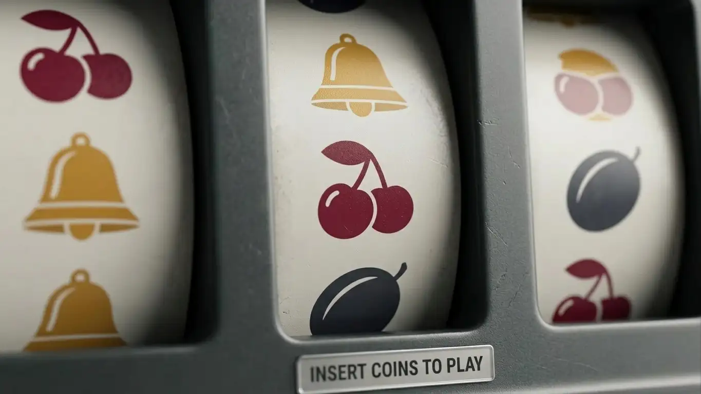 Close-up of generic slot reels displaying plain fruit symbols with no branding