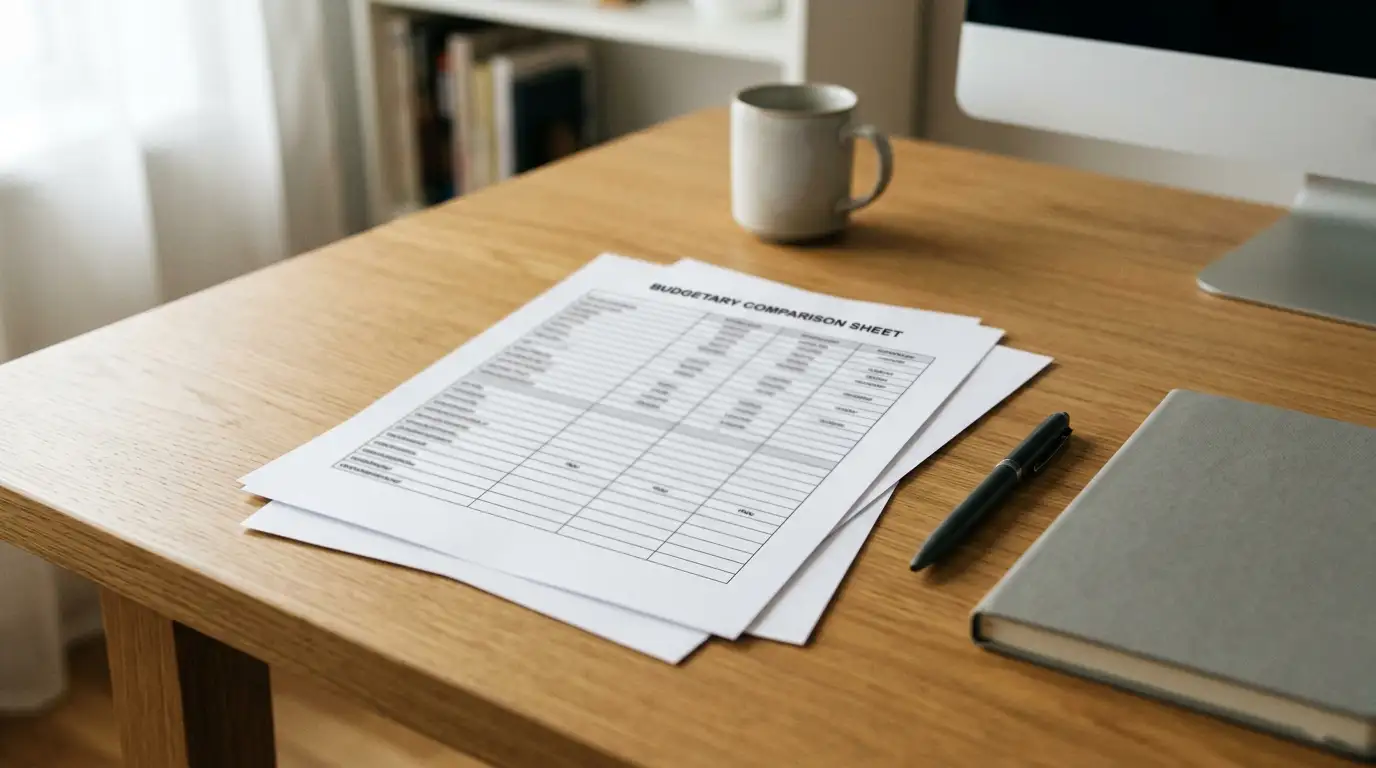Desk with a printed comparison sheet listing operators and deposit limits