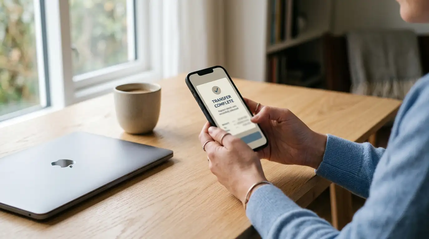 Instant payout online casino withdrawal being checked on a phone banking app in Australia