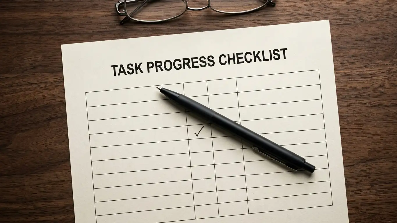 Desk with a plain printed comparison sheet of payment options and a pen marking one row