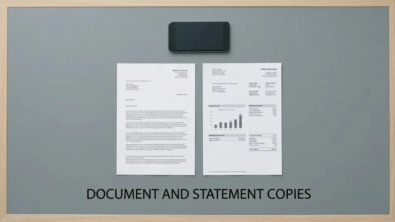 Identity documents photographed for casino account verification on a desk