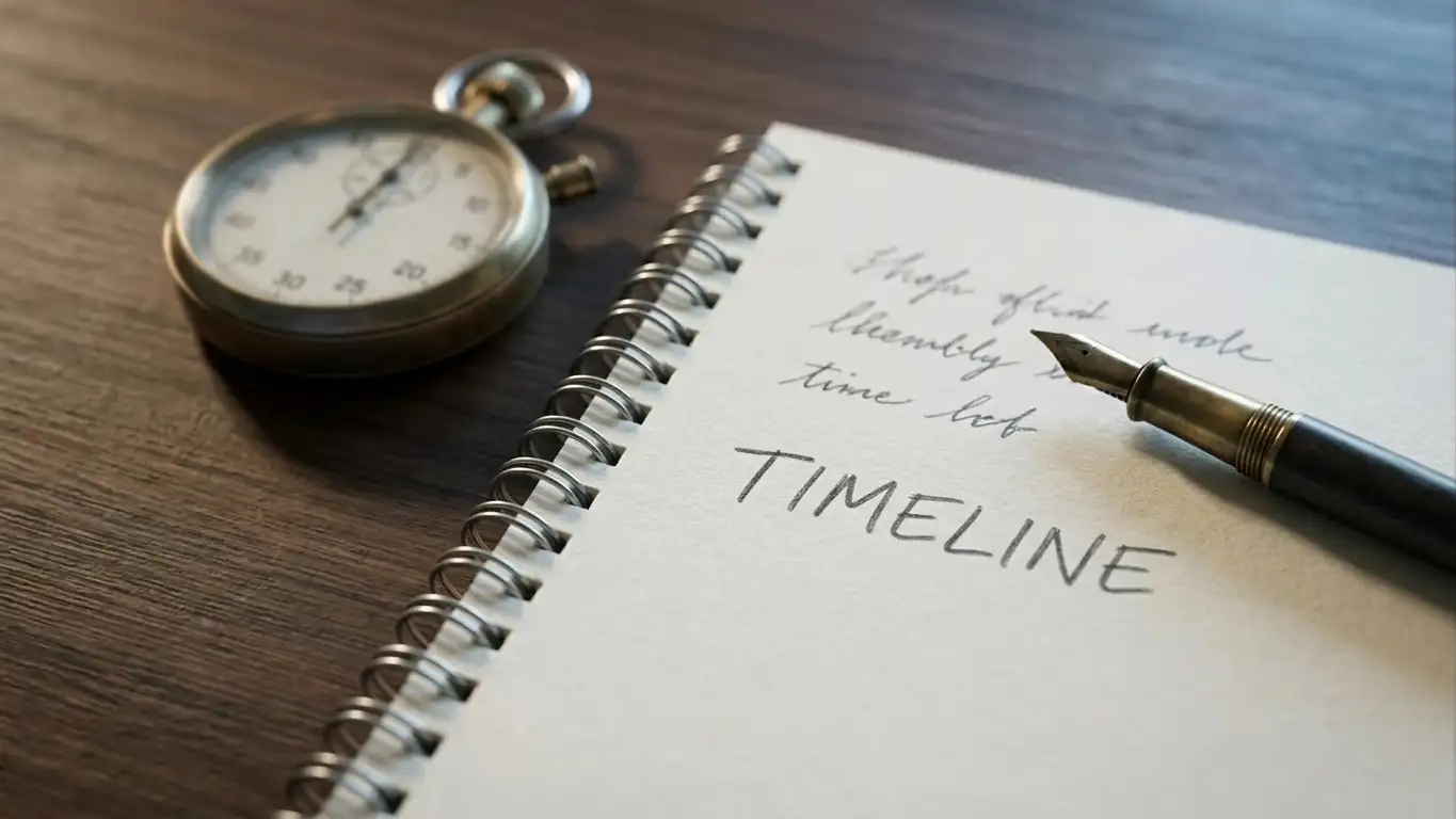 Stopwatch beside a notepad listing three stages of a casino payout