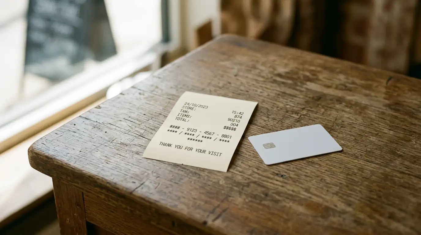 Prepaid voucher receipt with a ten-digit code on a newsagency counter in Australia