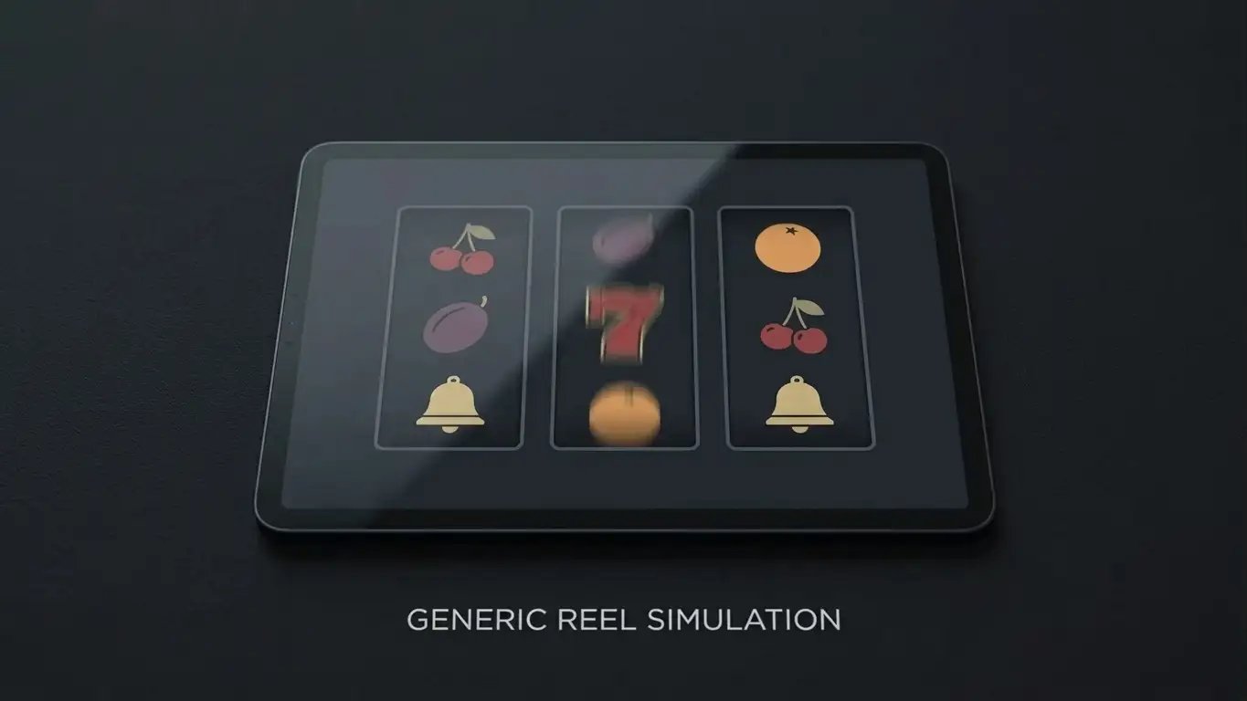 Generic spinning reels with plain fruit symbols on a tablet screen