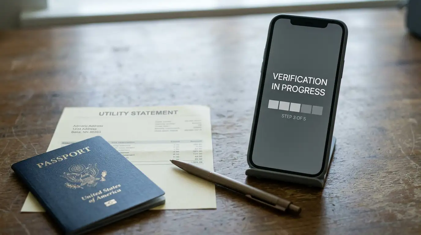 ecoPayz account tiers and verification documents on a desk