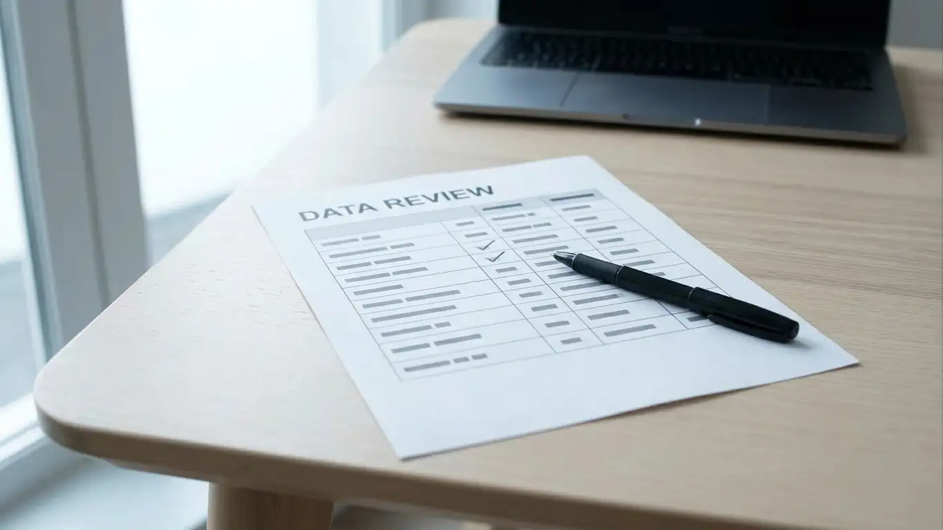 Desk with a printed shortlist of casino payout times and a pen
