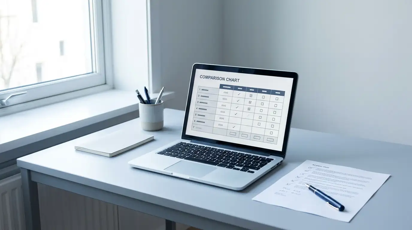 Desk with laptop showing a ranked shortlist of fast withdrawal pokies sites