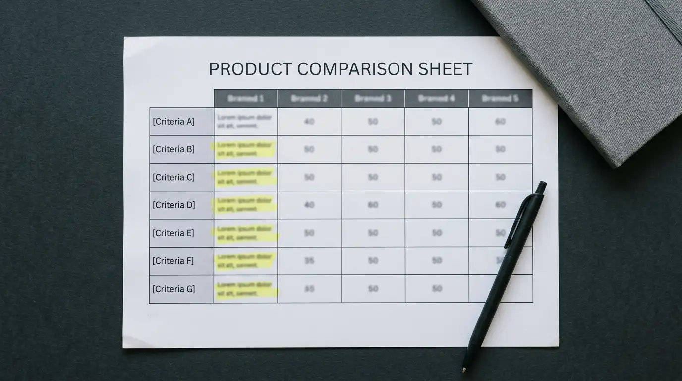 Printed comparison sheet of casino first deposit offers on a desk