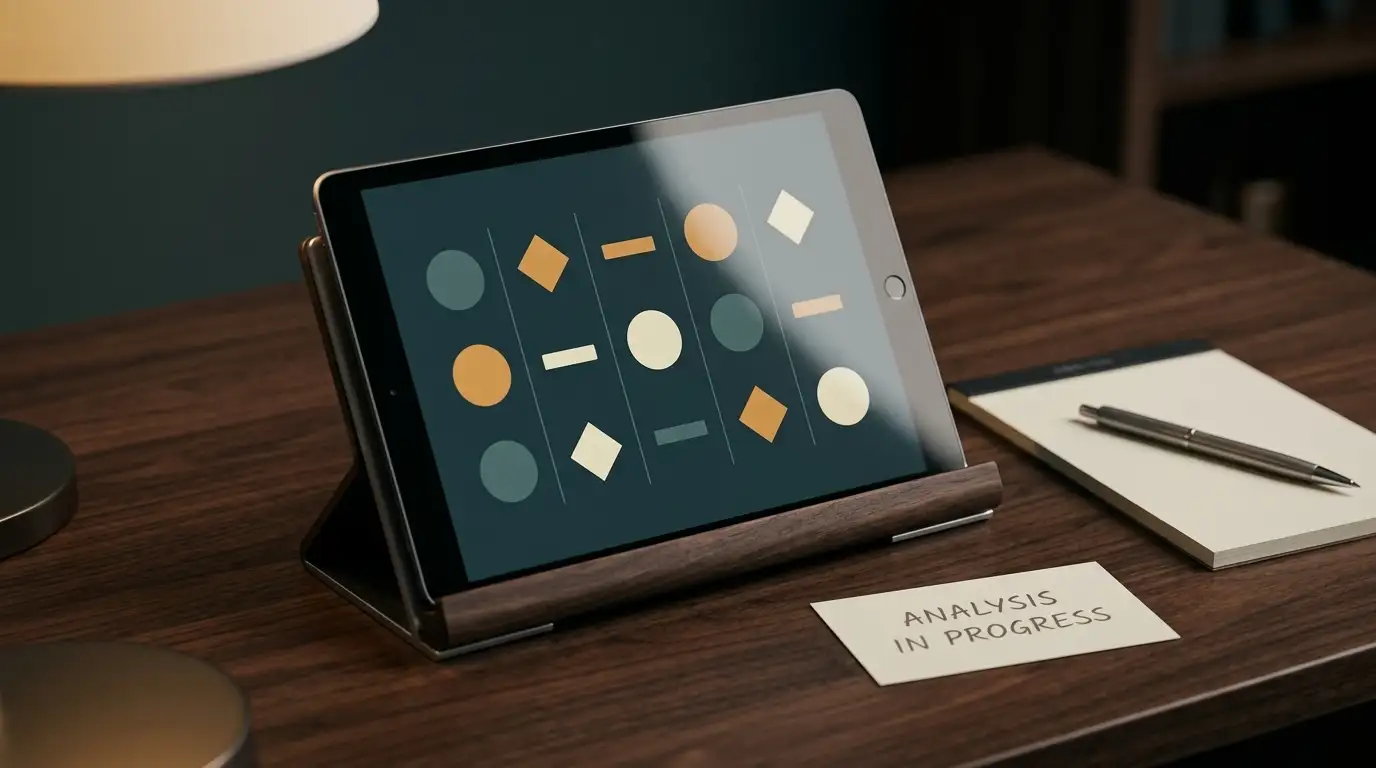 Generic pokie reels on a tablet screen with no branding visible