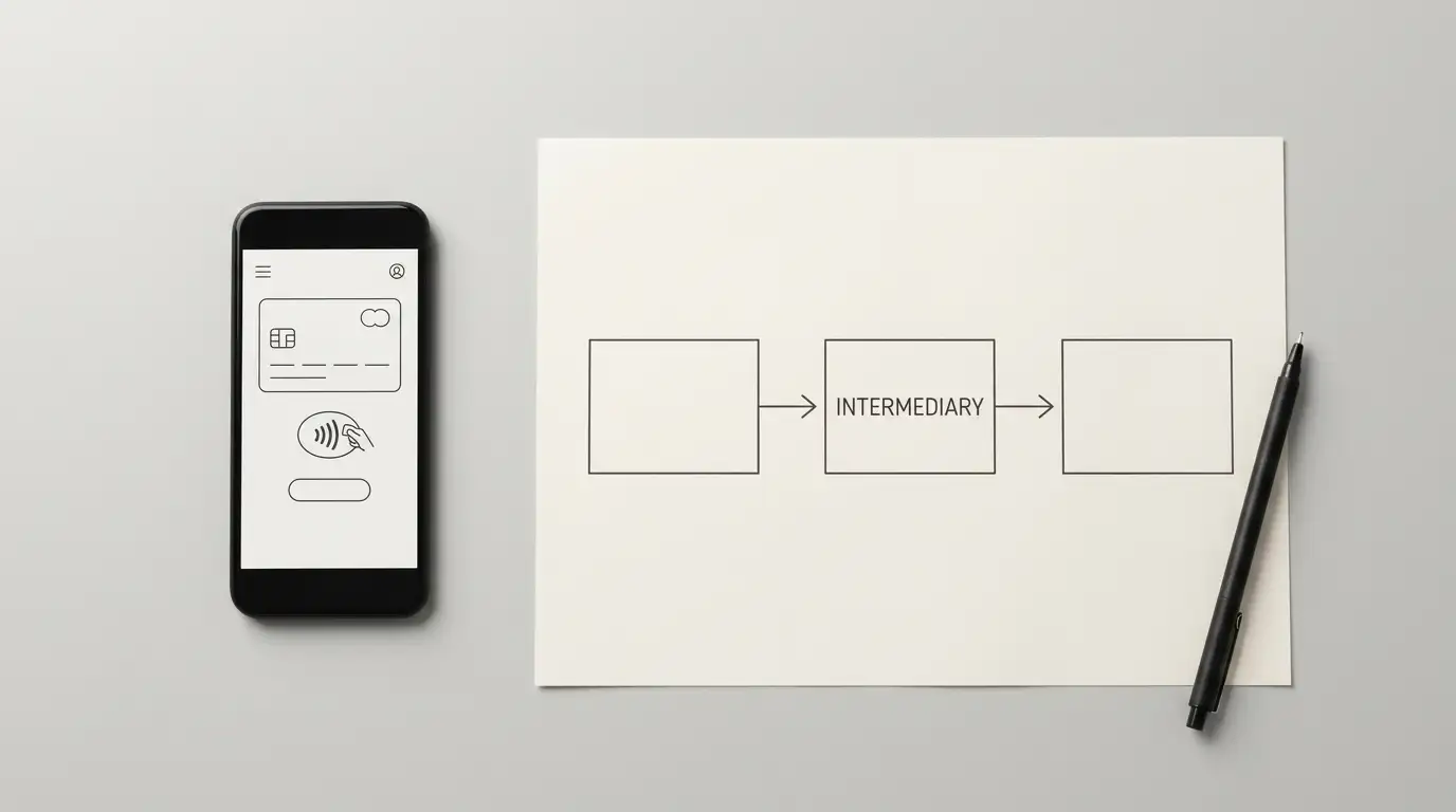 Diagram of a tokenised card payment travelling from a phone wallet to an online cashier