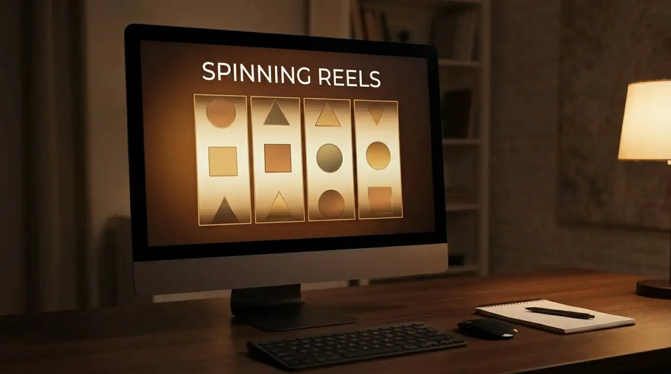 Online pokies reels on a screen with no branding visible