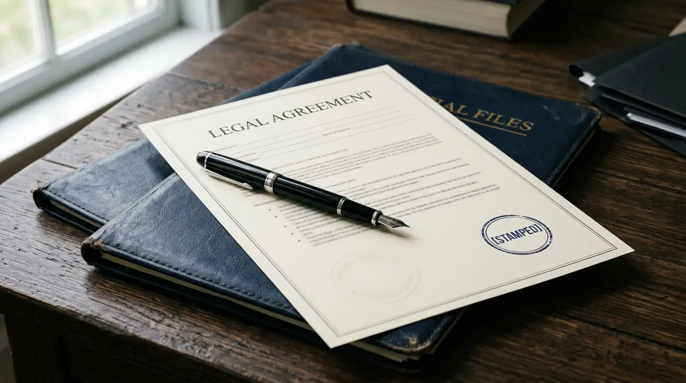 Official Australian legislative document with a stamp on a desk