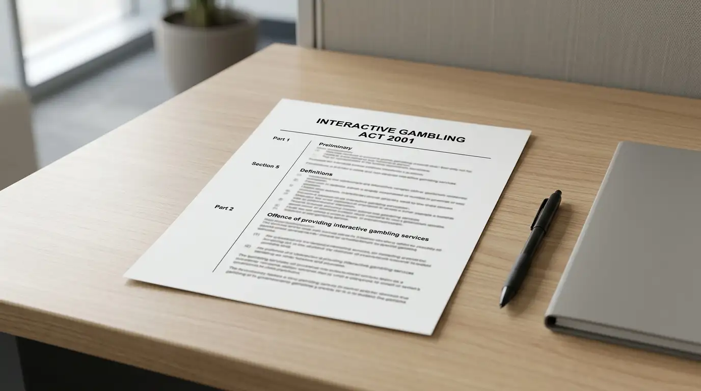 Official government documentation showing the Interactive Gambling Act 2001 header with structured text sections