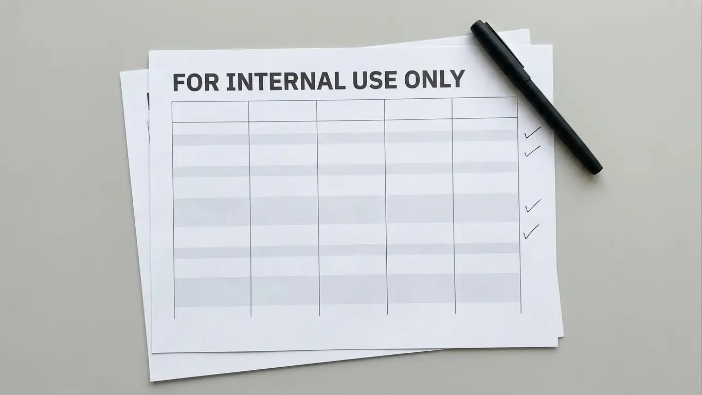 Printed comparison sheet with operator rows and handwritten notes in the margin