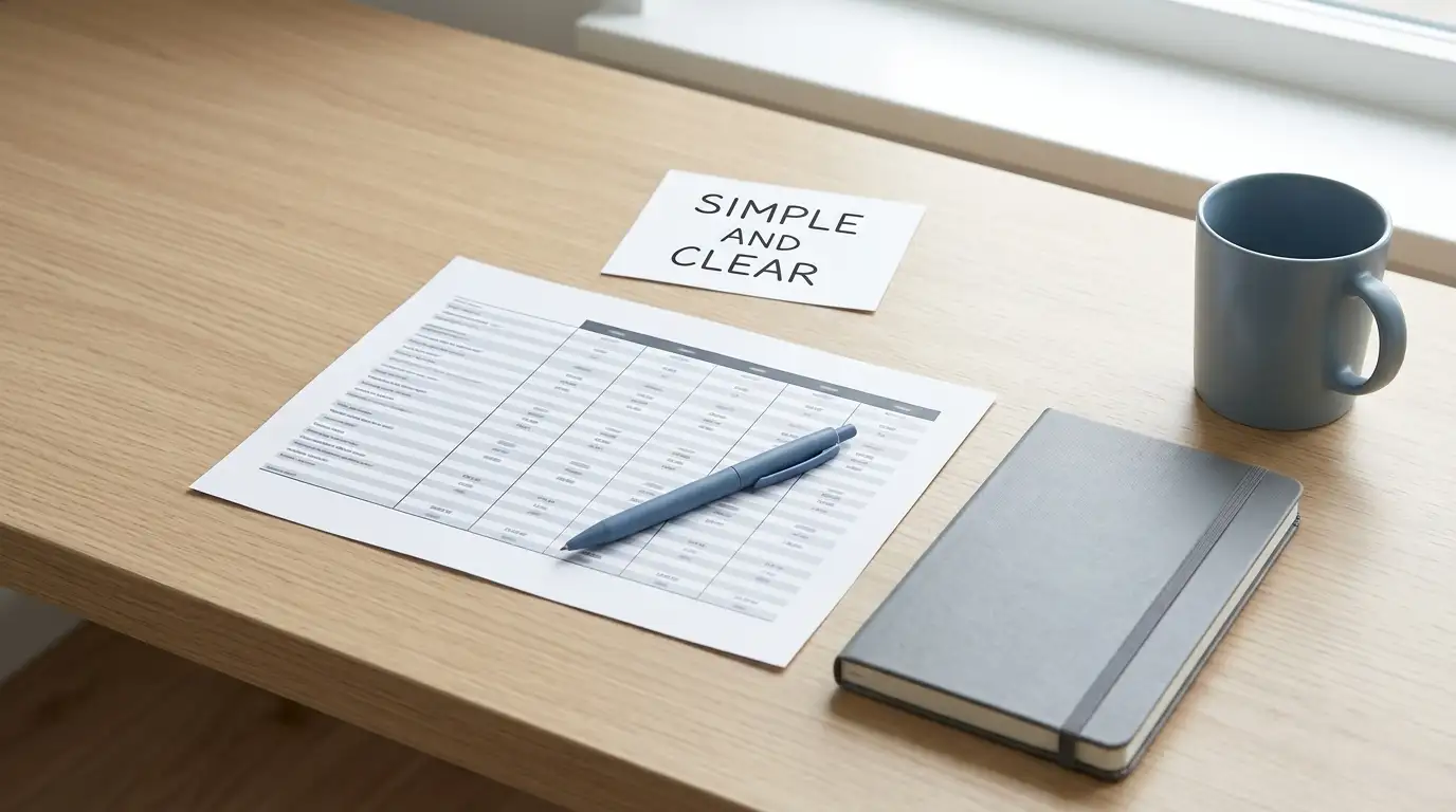 Desk with a printed comparison sheet ranking online casino payout conditions