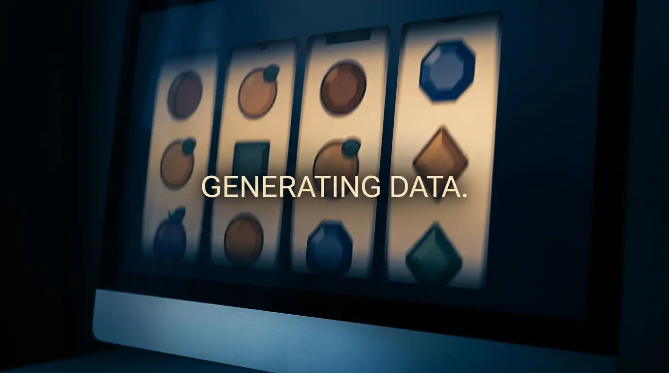 Close-up of generic spinning reels on a screen with no branding