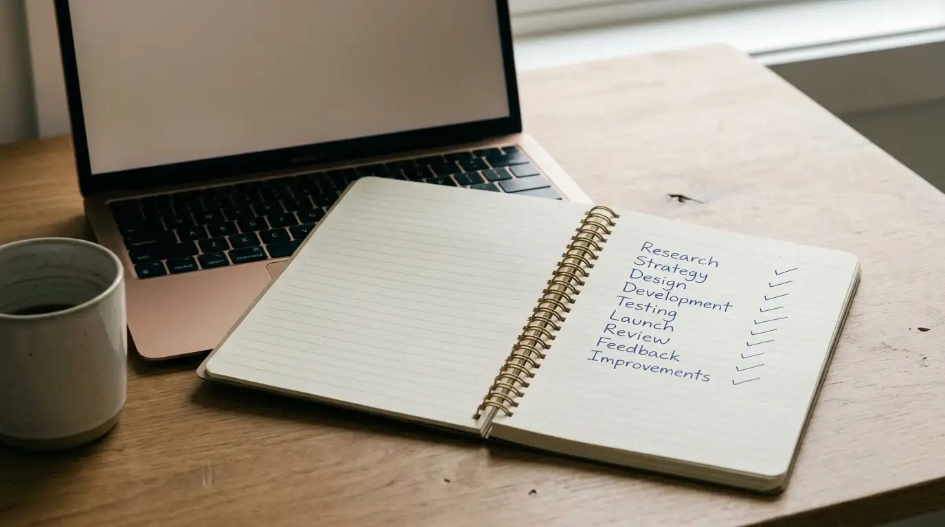 Notepad with a shortlist of casino sites beside an open laptop showing a payments page