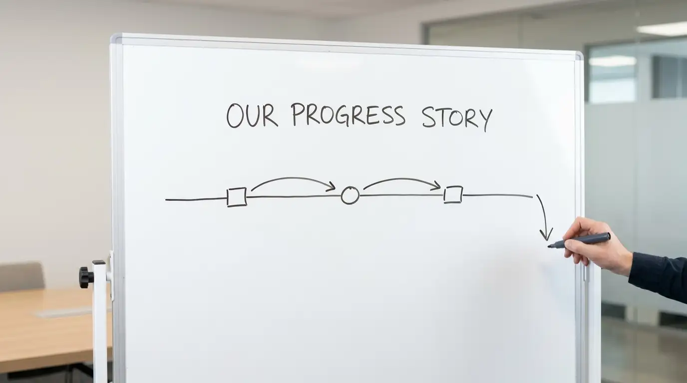 Timeline sketched on a whiteboard showing three sequential stages of a payment transfer