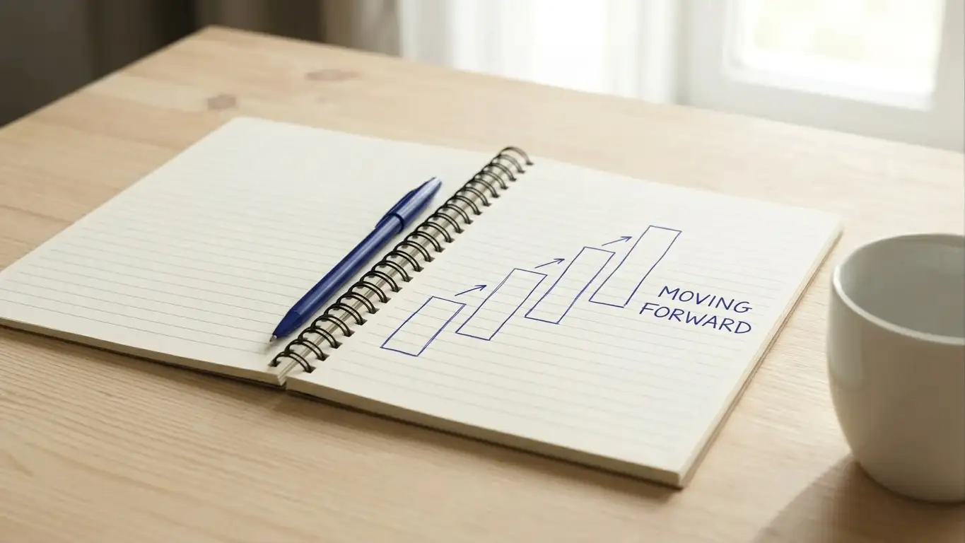 Notebook page mapping a staged welcome package across several deposits