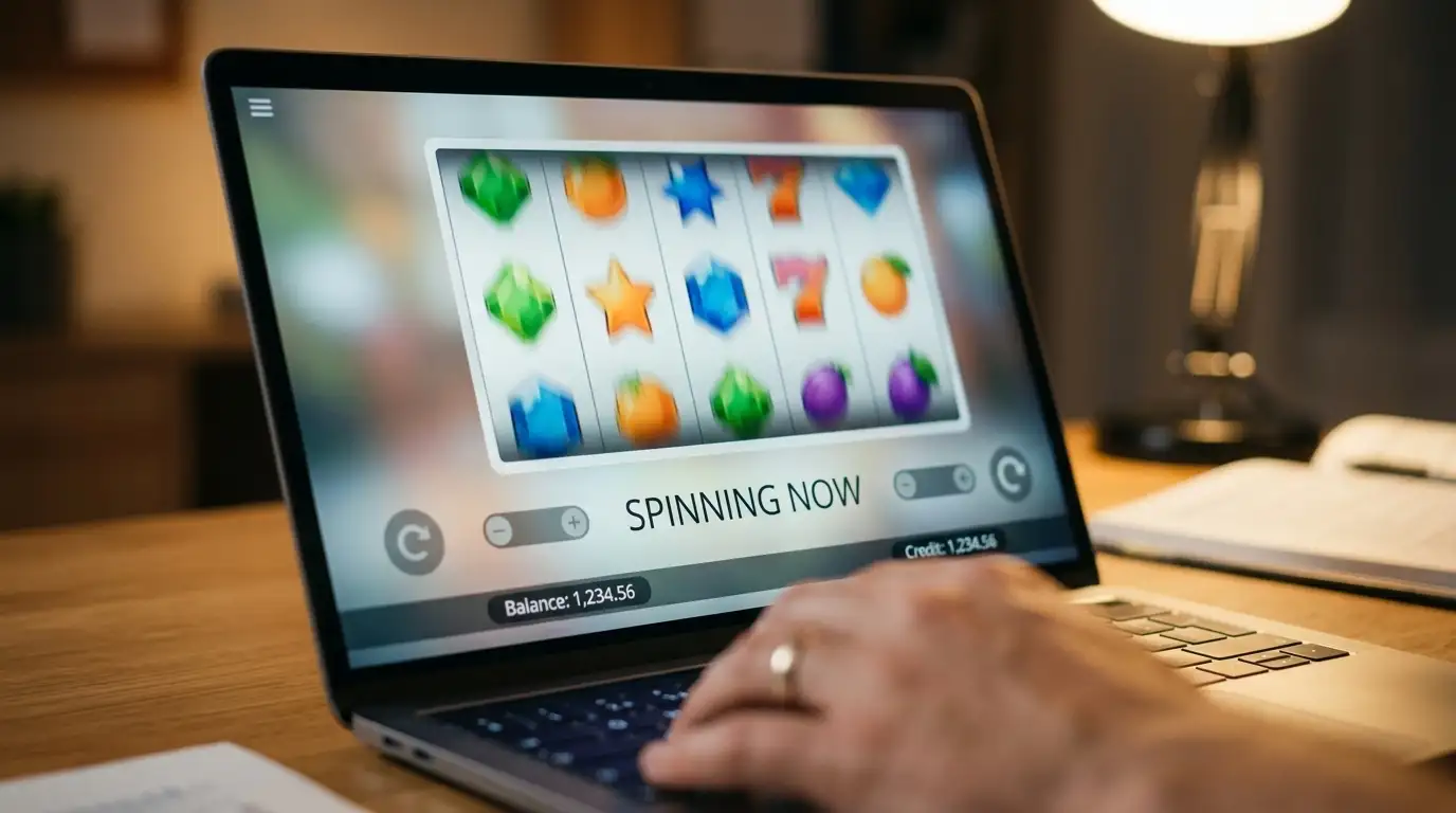 Generic pokies reels with symbols spinning on screen