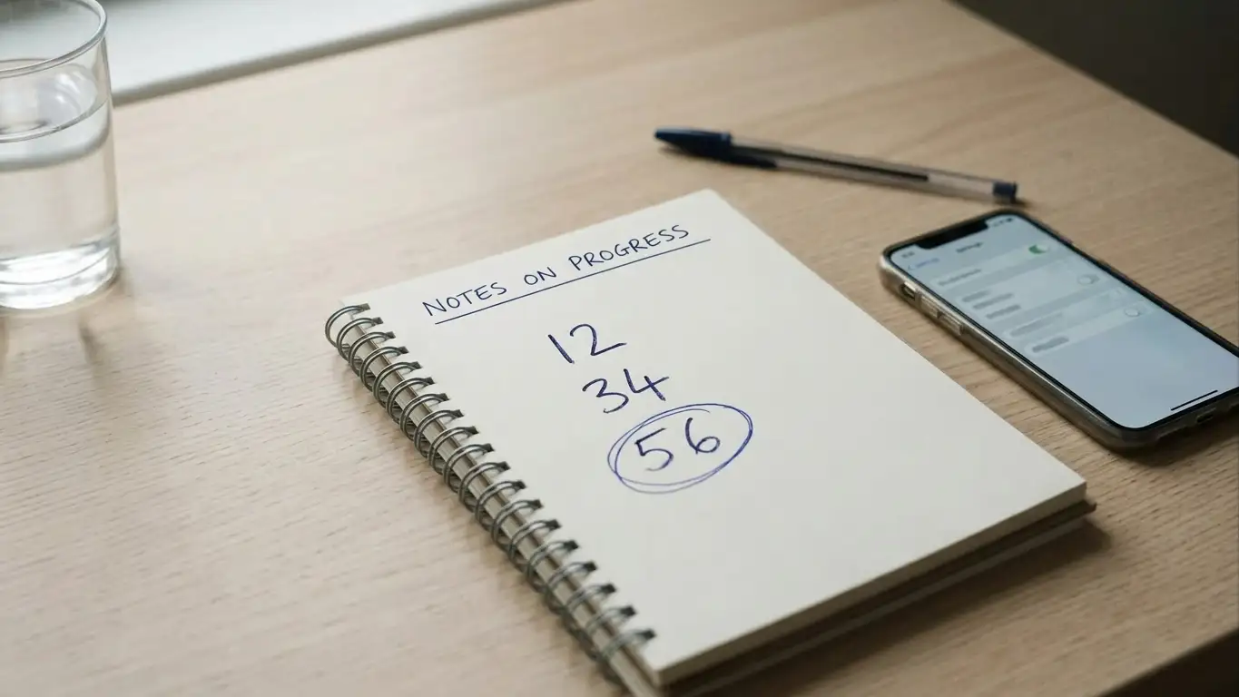 Desk with a notepad showing three stacked limit figures circled and a phone displaying transfer settings