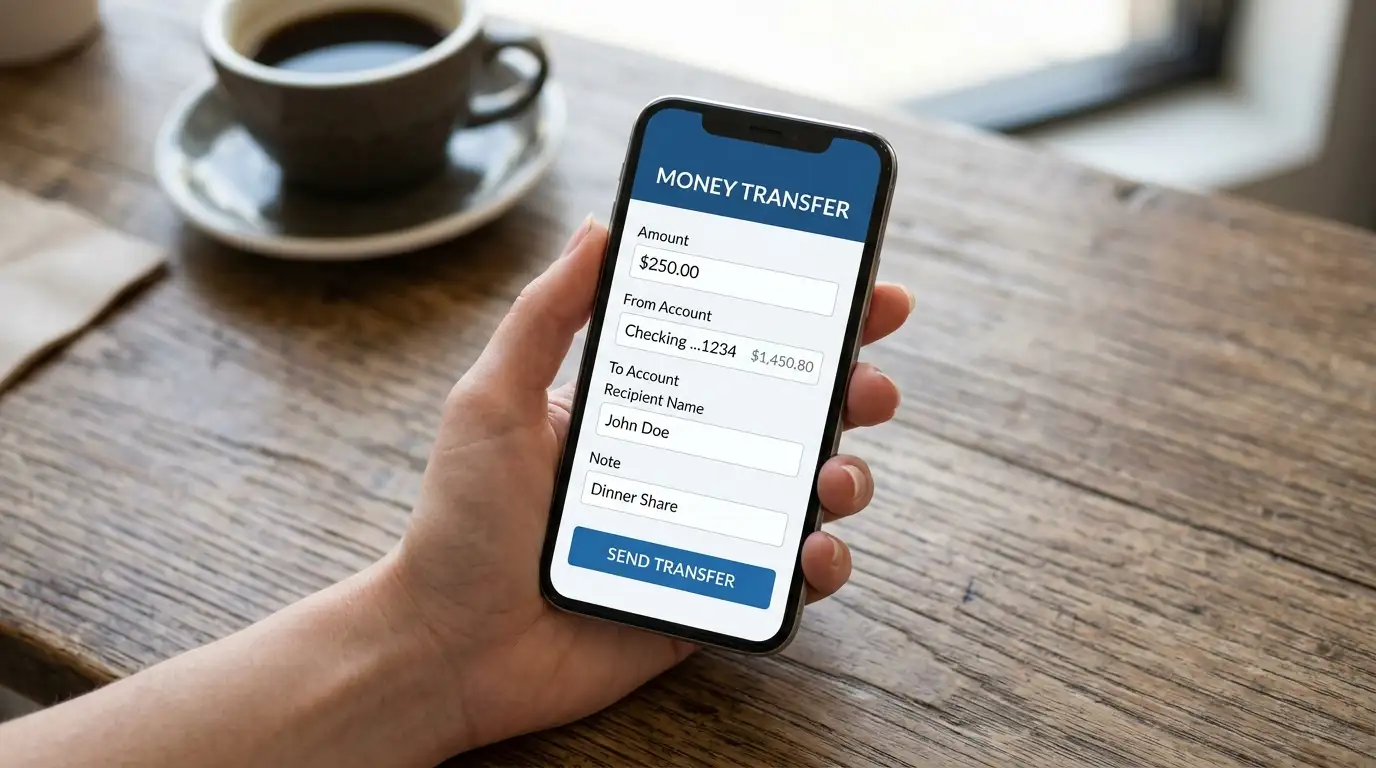 Mobile banking app showing PayID transfer screen