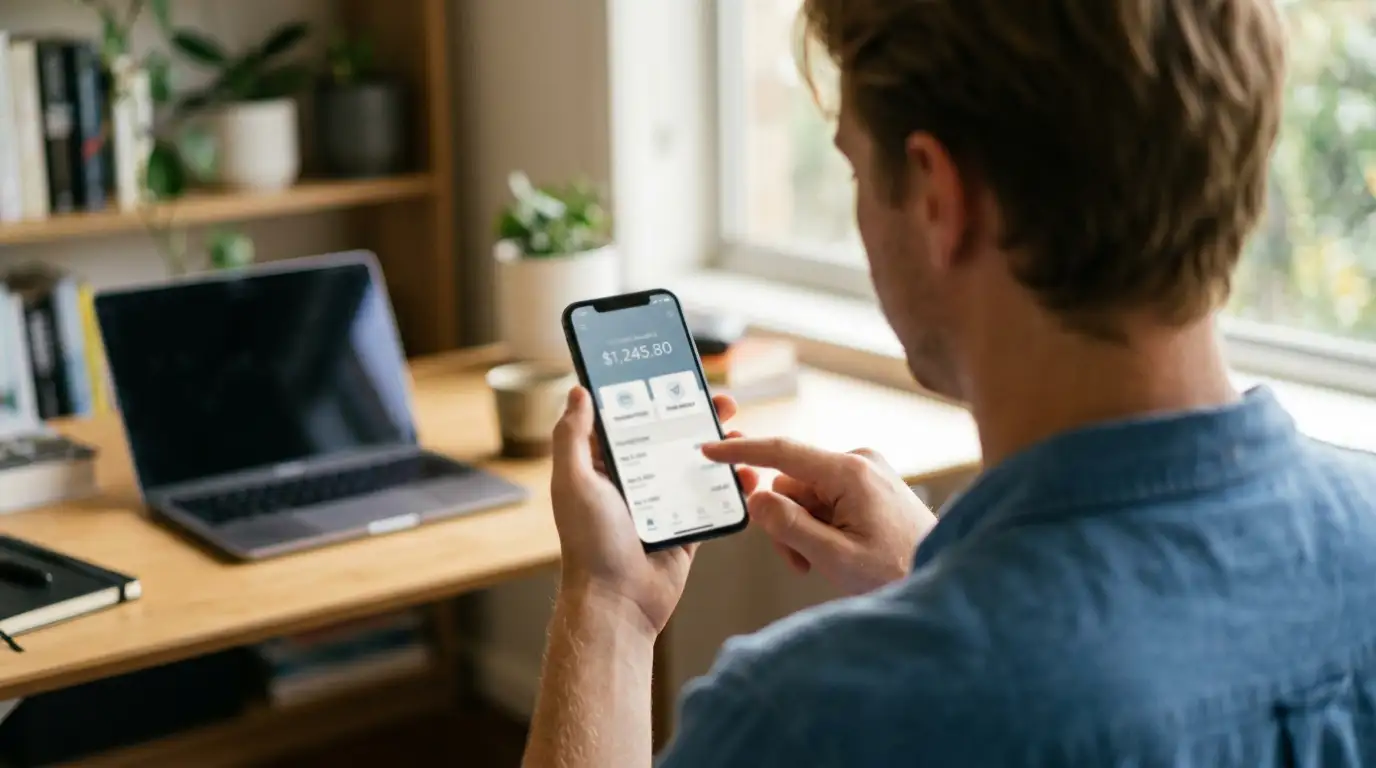 Australian player using PayID for instant pokies deposit on mobile phone