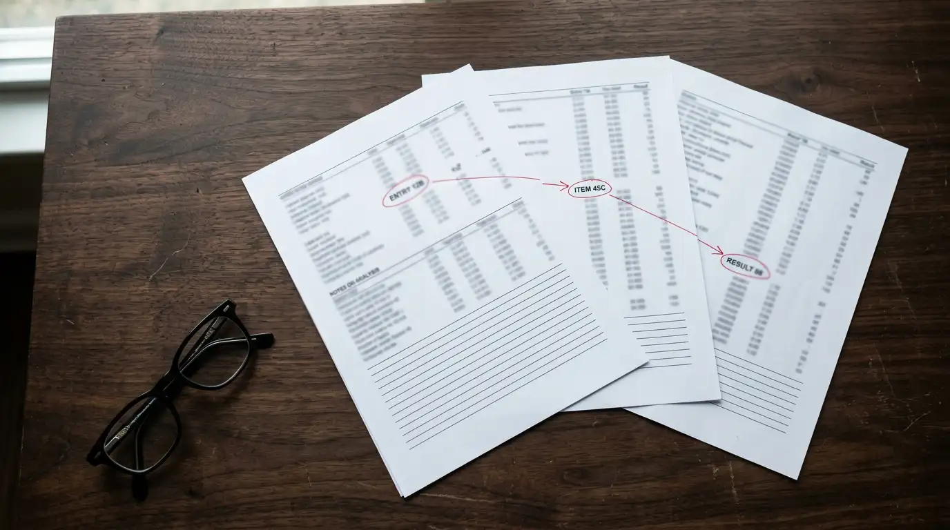 Desk with a printed operator comparison sheet and marked-up licence notes