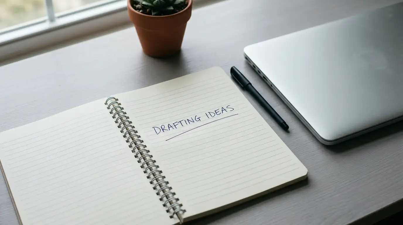 Notebook with handwritten limits beside a closed laptop