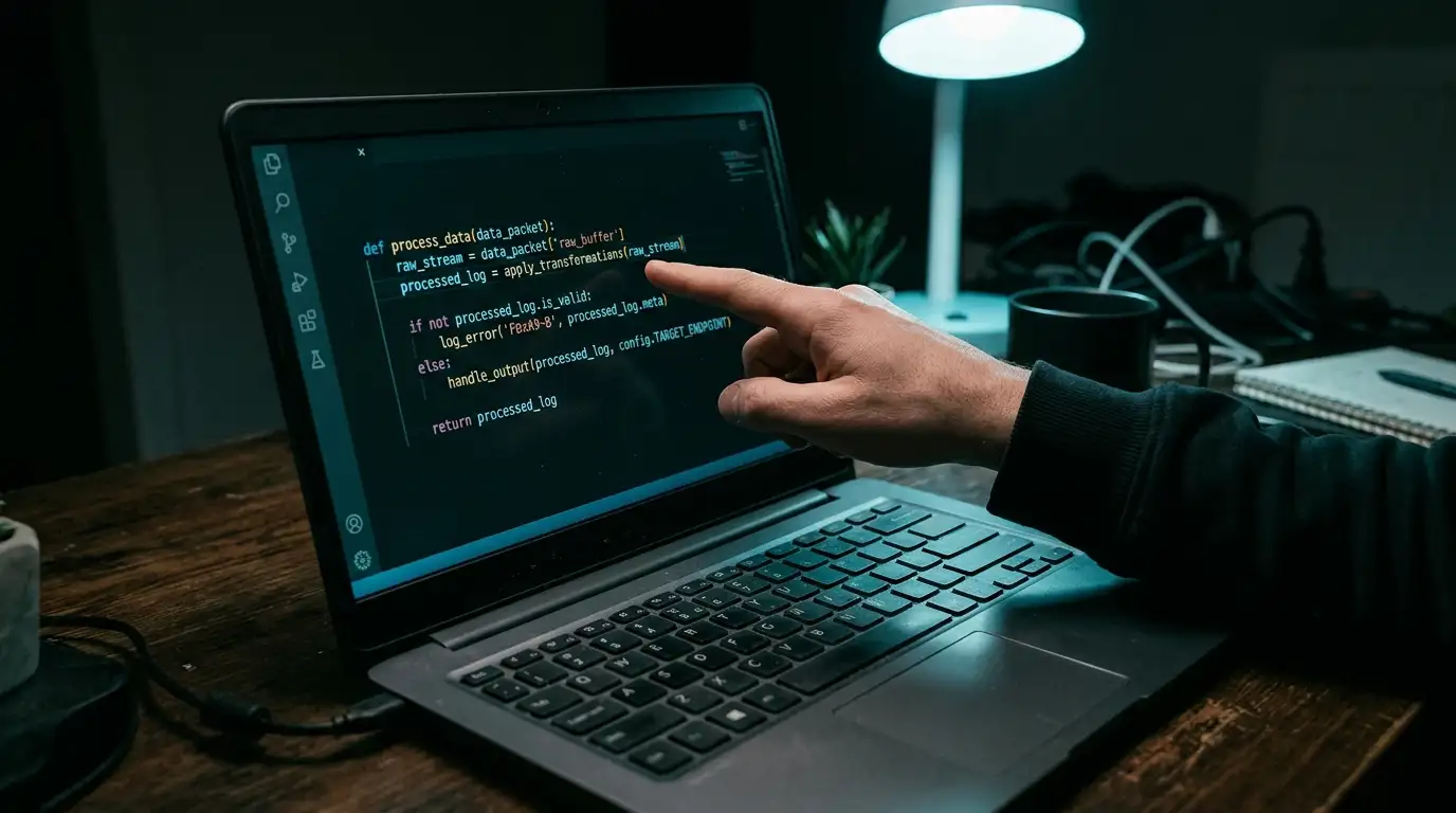 Laptop screen showing a verification hash string being checked line by line