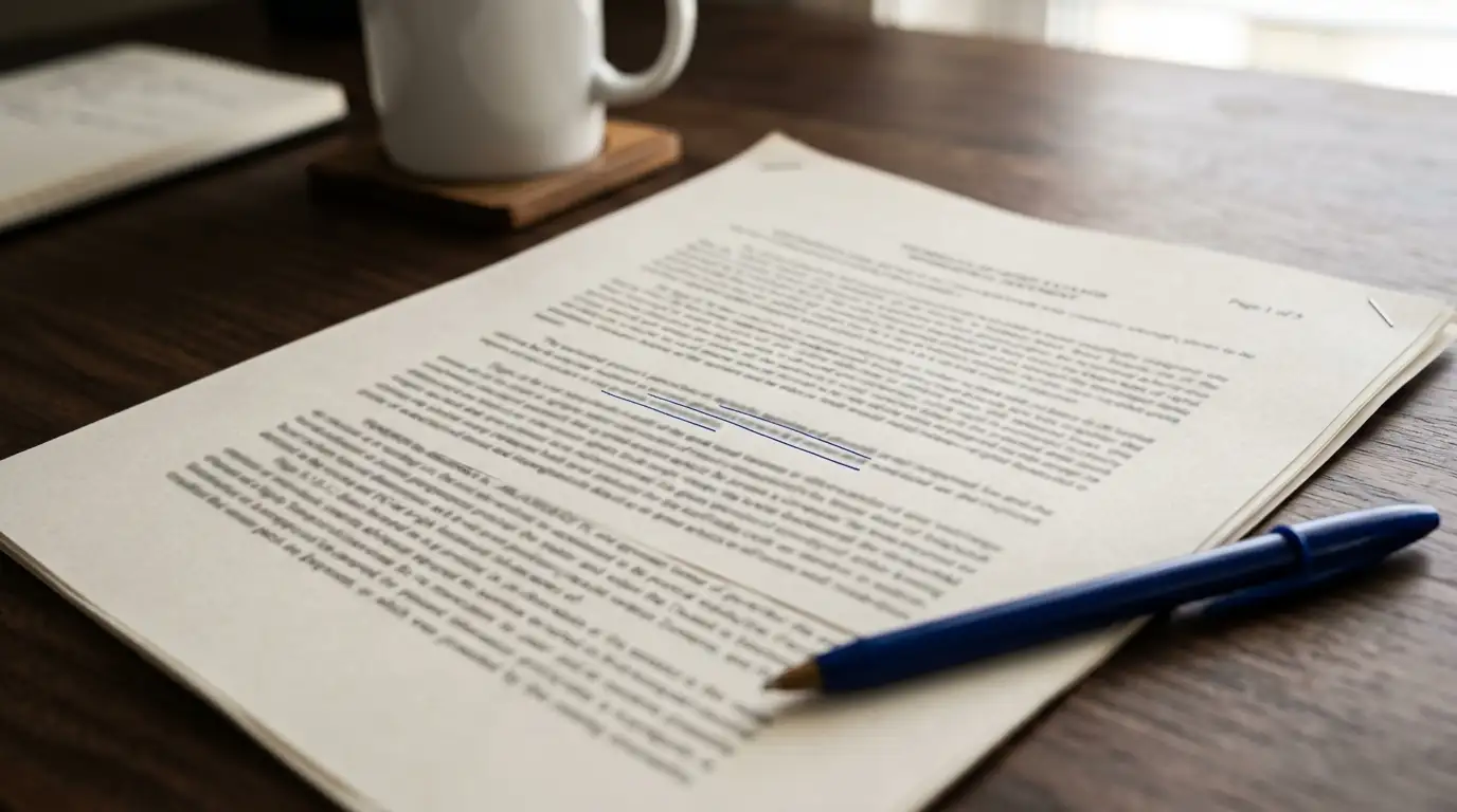 Printed terms and conditions page with a restricted-countries paragraph underlined in pen