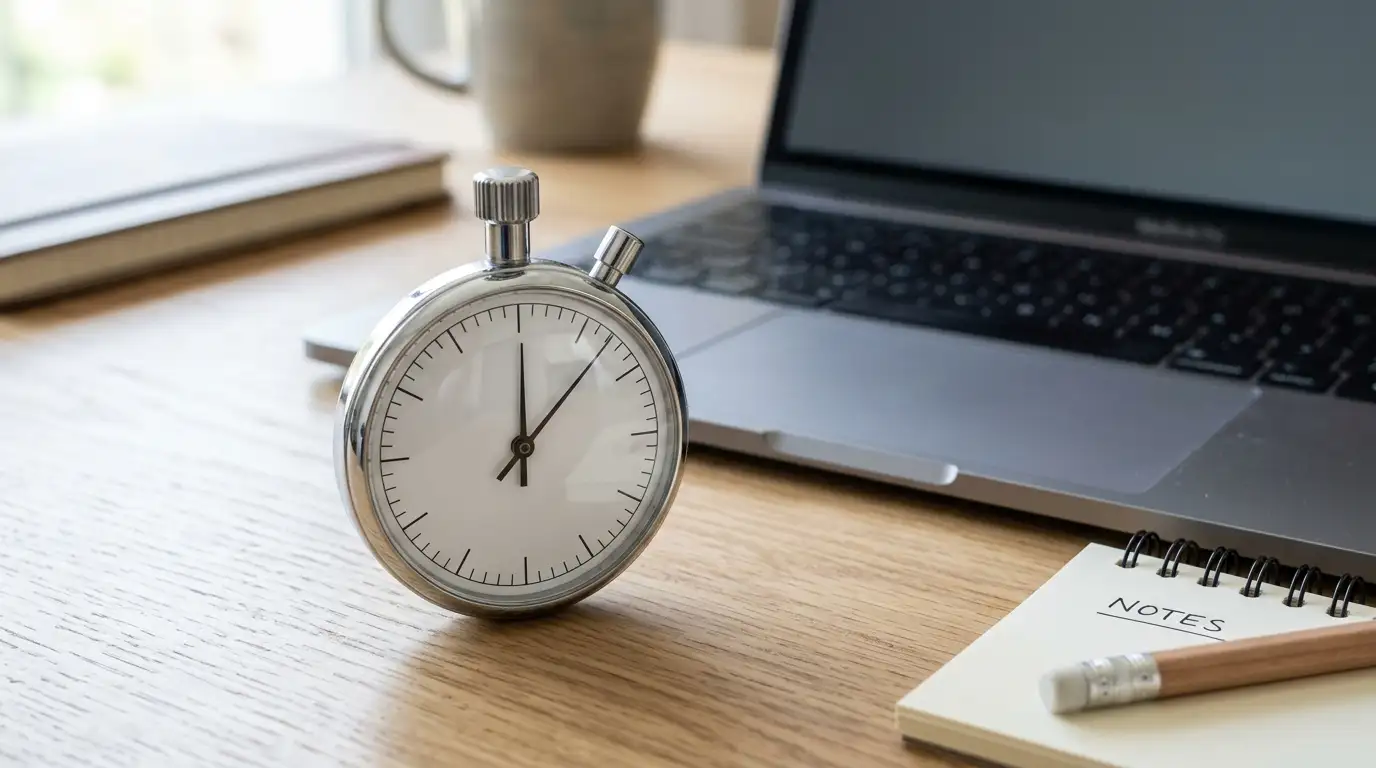 Stopwatch beside a laptop during a timed casino withdrawal test