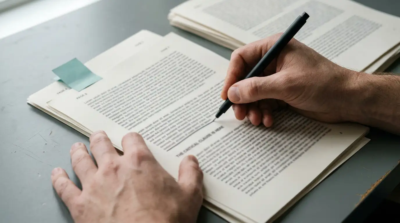 Hand annotating printed bonus terms with a pen